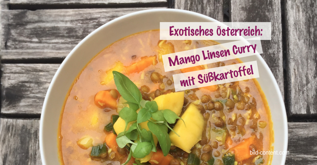 Linsen Mango Curry mit Süßkartoffel