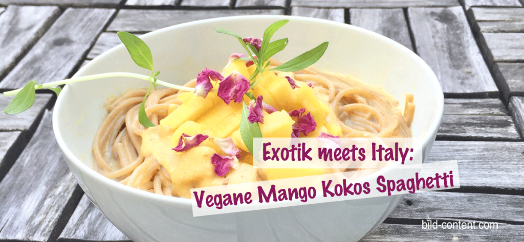 Vegane Spaghetti; Kochen für Anfänger; Kokos Mango Sauce