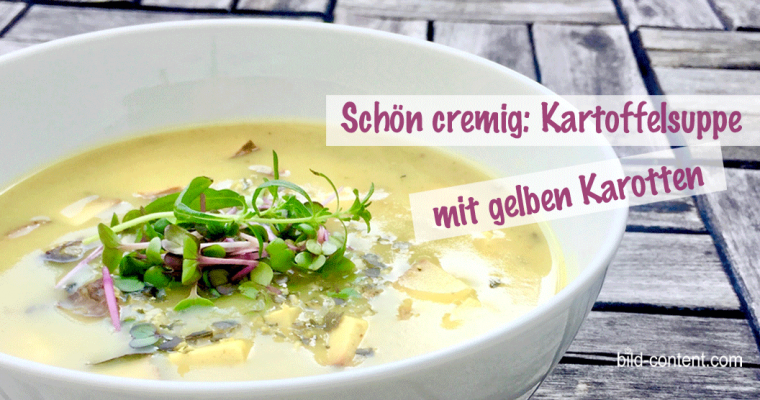 Vegane Süßkartoffel Suppe mit gelben Karotten