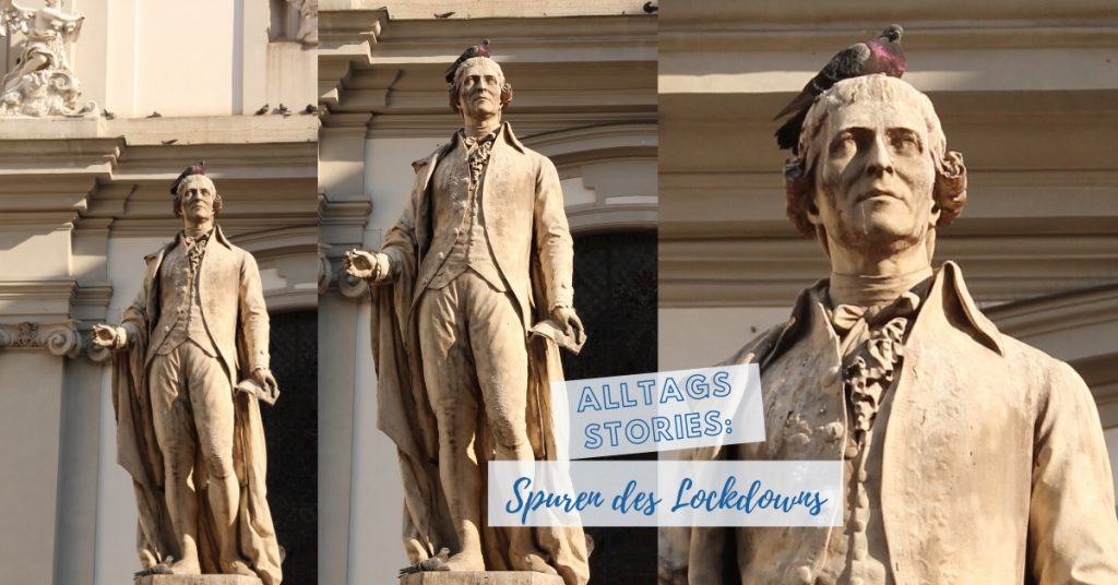 Taube am Kopf des Haydn Denkmals auf der Mariahilferstrasse in Wien ©Astrid Eishofer©Astrid Eishofer