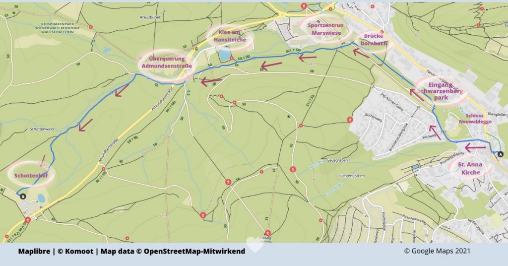 Wiener Wanderweg von Neuwaldegg zum Hanselteich und Schottenhof