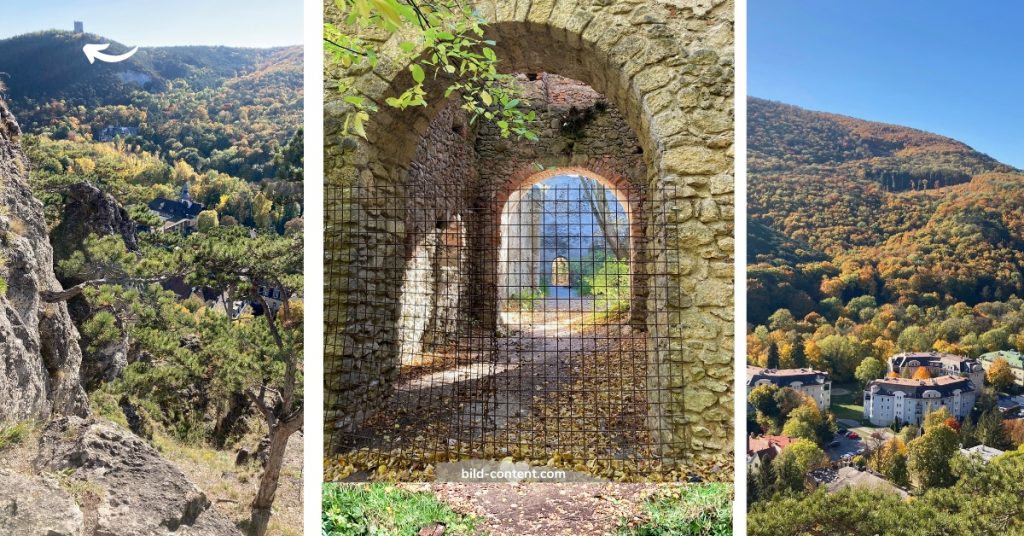 Blick von der Burgruine Rauhenstein über das Helenental